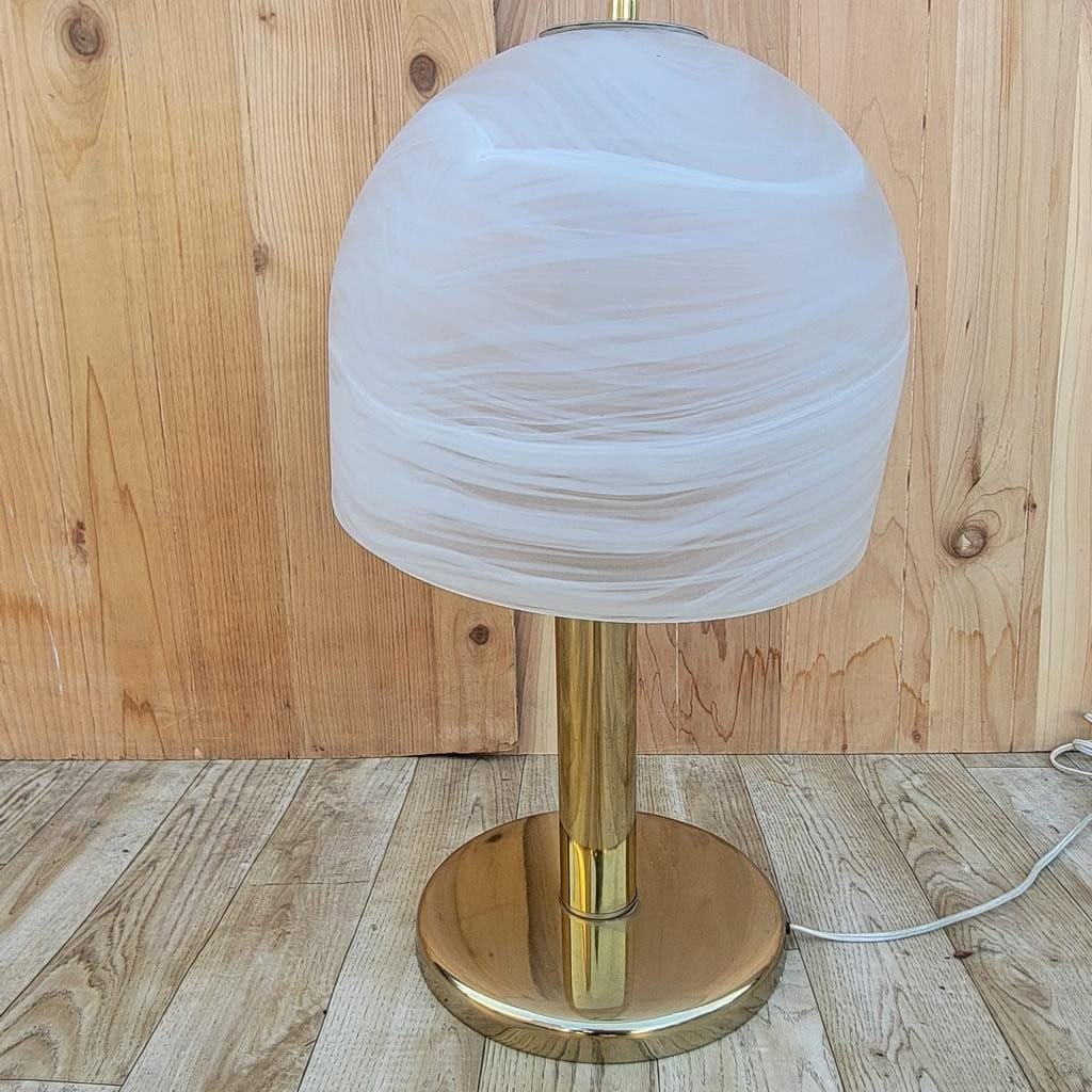 Vintage Italian Deco Table Lamp with Frosted Glass Shade - 2