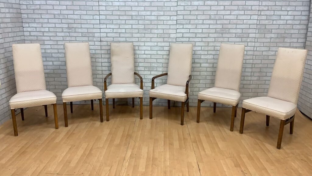 Mid Century Modern Drexel Heritage Campaign Style High Back Dining Chairs for Upholstery - Set of 10 - 3