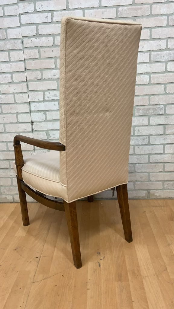Mid Century Modern Drexel Heritage Campaign Style High Back Dining Chairs for Upholstery - Set of 10 - 8