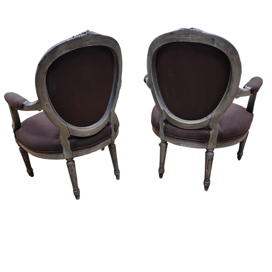 Antique French Louis XVI Style Carved Fauteuil Chairs - Pair - 3