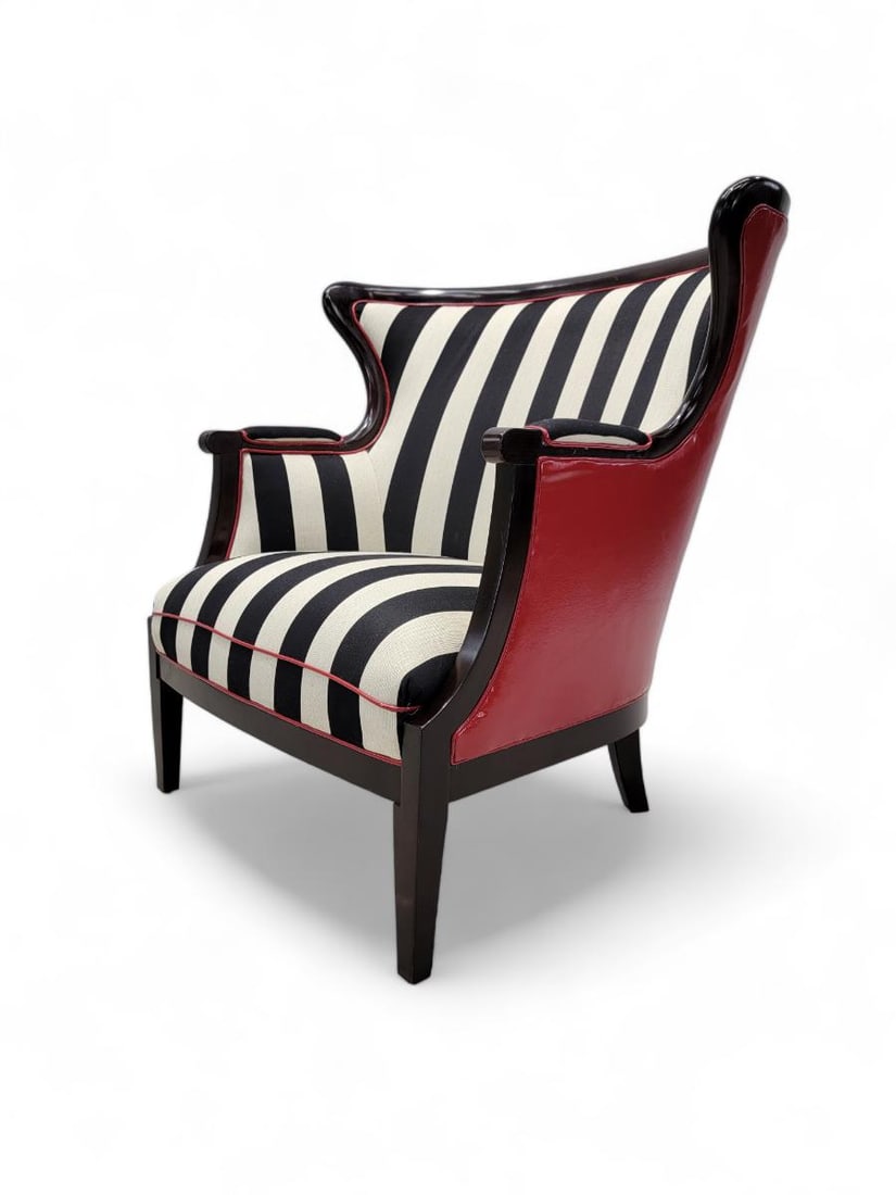 Vintage Regency Style Baker Furniture Wingback Lounge Chair Newly Upholstered - 3