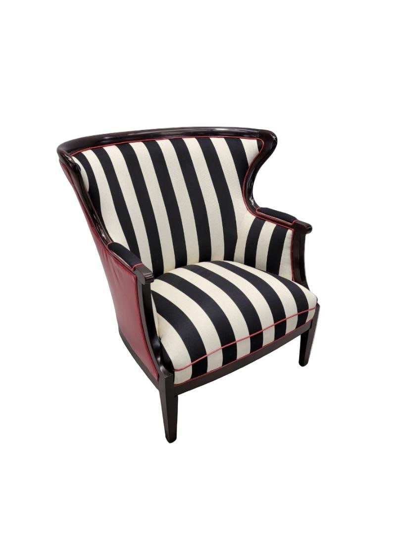 Vintage Regency Style Baker Furniture Wingback Lounge Chair Newly Upholstered - 4