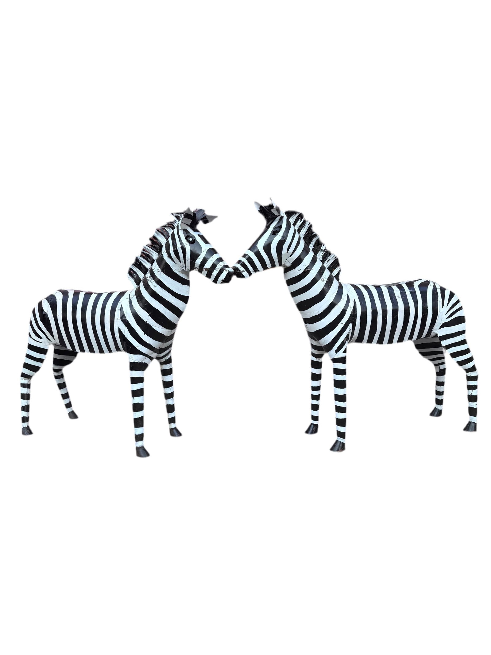Vintage Life Side Metal Zebra Garden Statues - Pair - 2