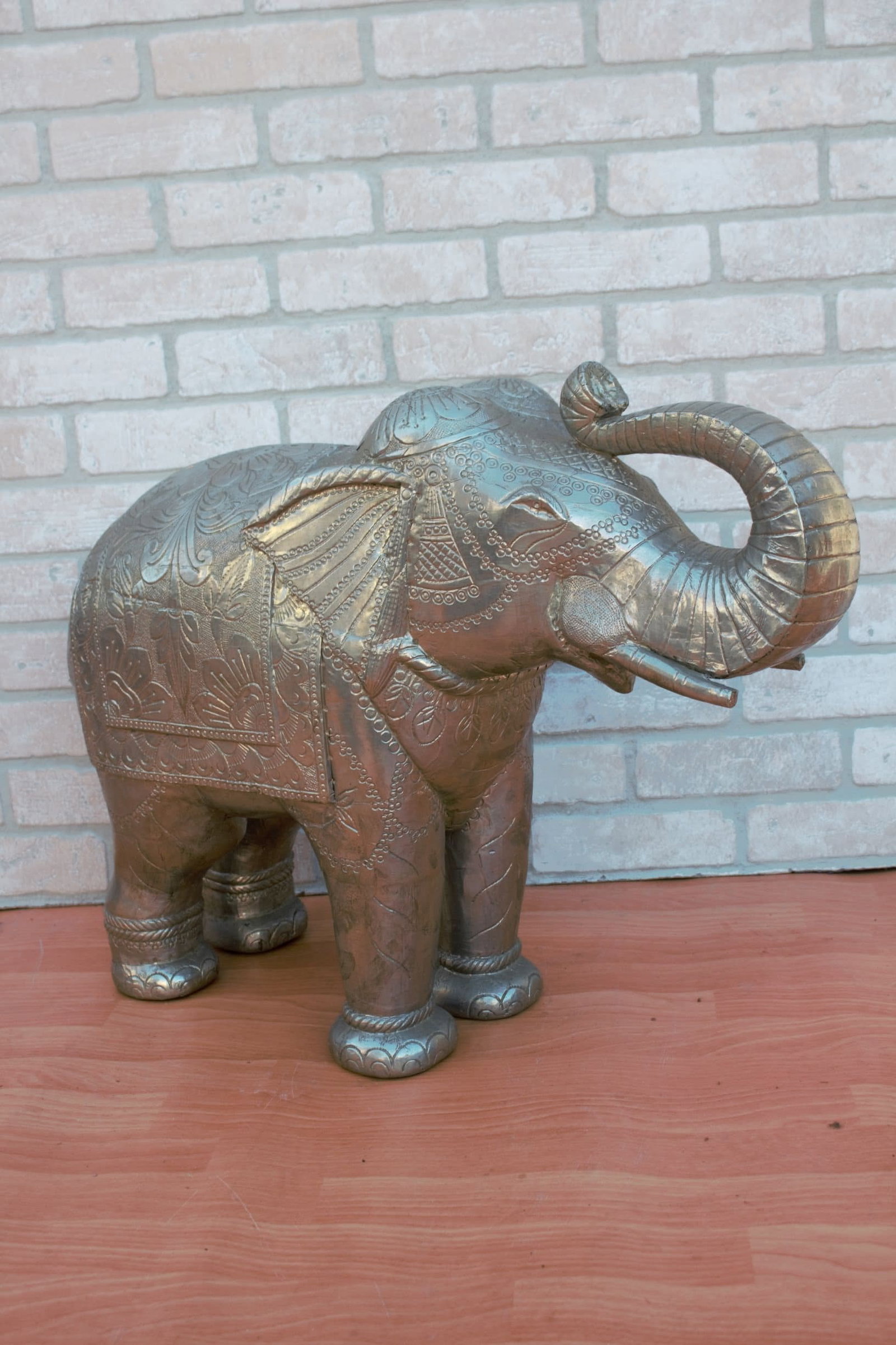 Vintage Moroccan Hammered Elephant Statue - 2