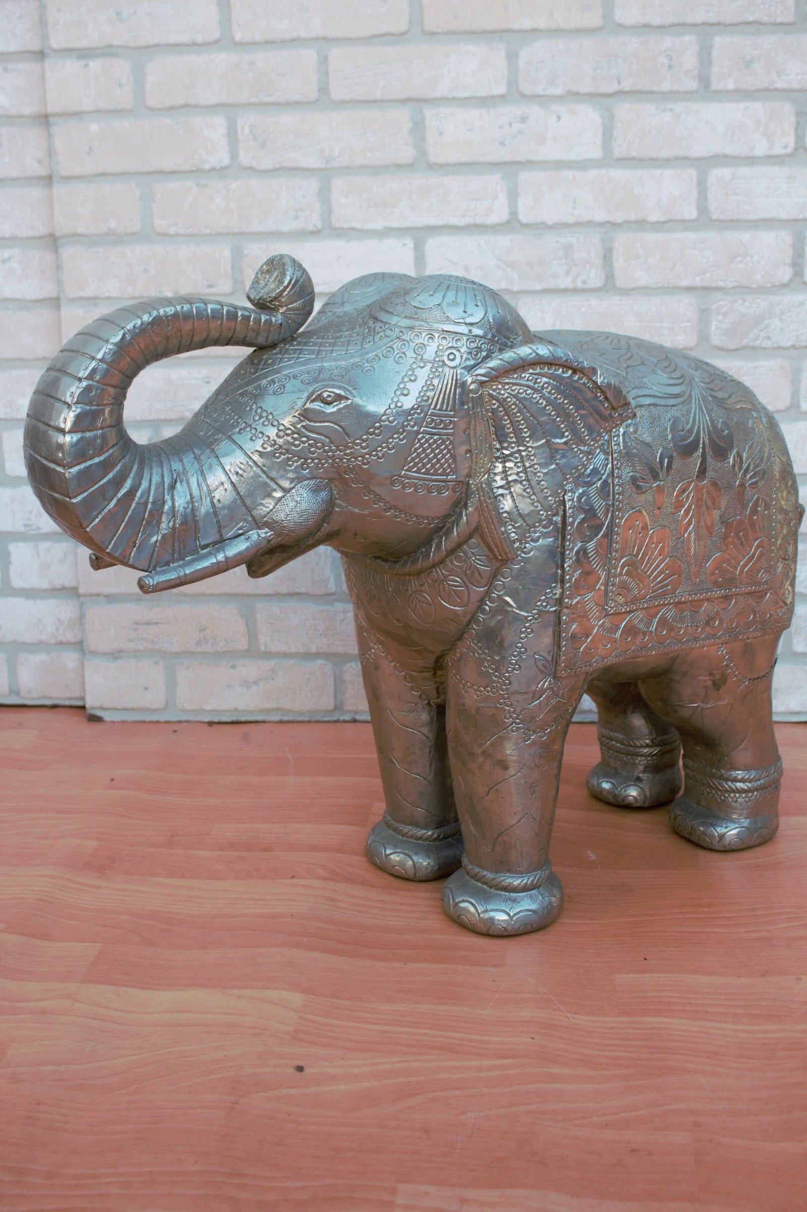 Vintage Moroccan Hammered Elephant Statue - 5