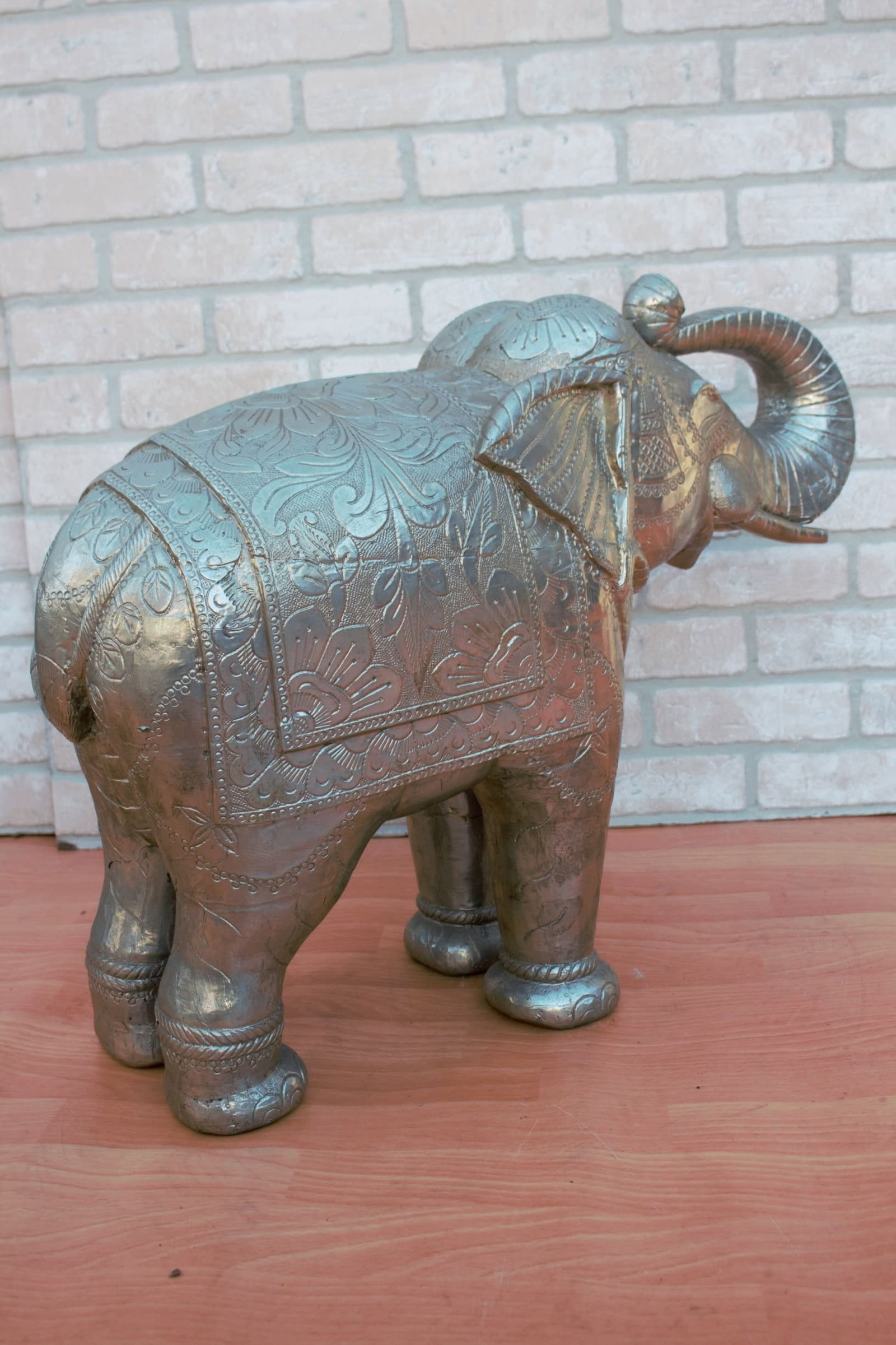 Vintage Moroccan Hammered Elephant Statue - 6