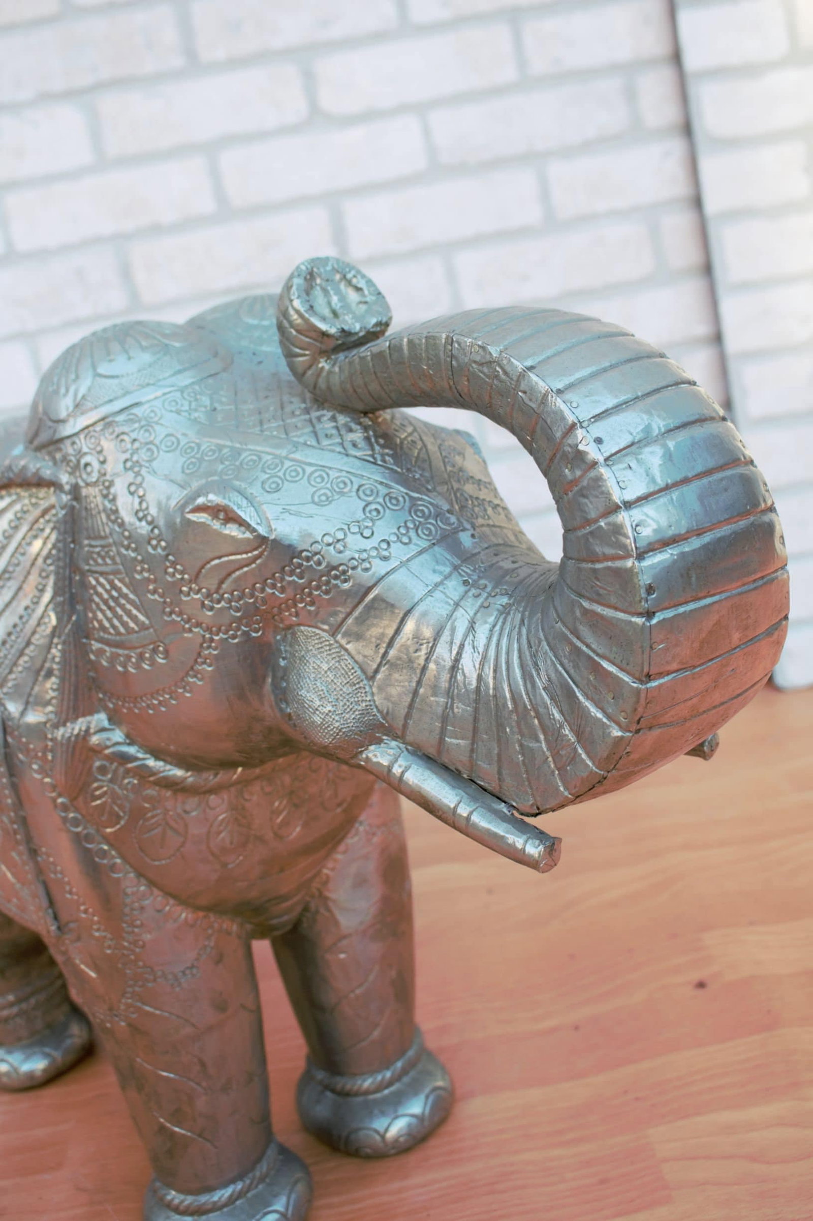 Vintage Moroccan Hammered Elephant Statue - 8