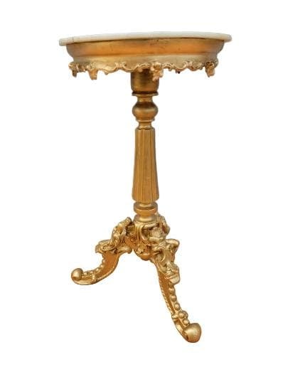 Antique Italian Ornate Marble Top Tripod Accent Table - 2