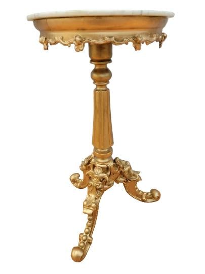 Antique Italian Ornate Marble Top Tripod Accent Table - 5