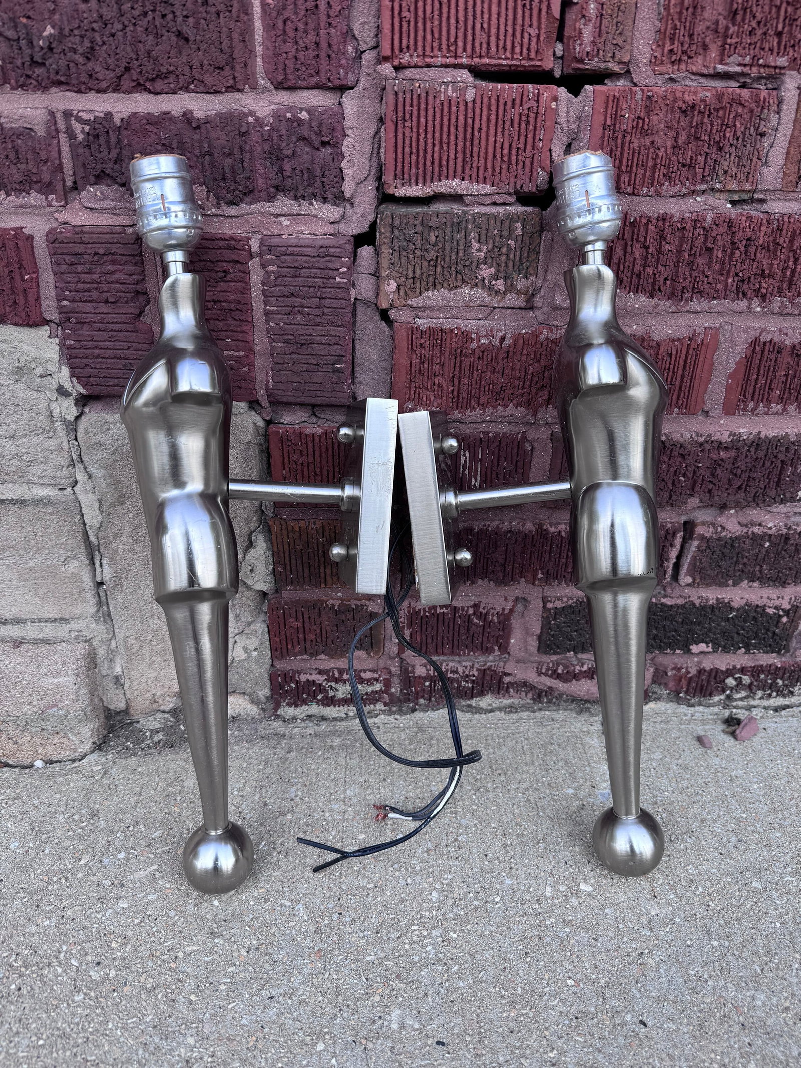 Vintage Mid Century Metal Gentleman's Clothier Mannequin Torso Wall Sconced - Pair - 7