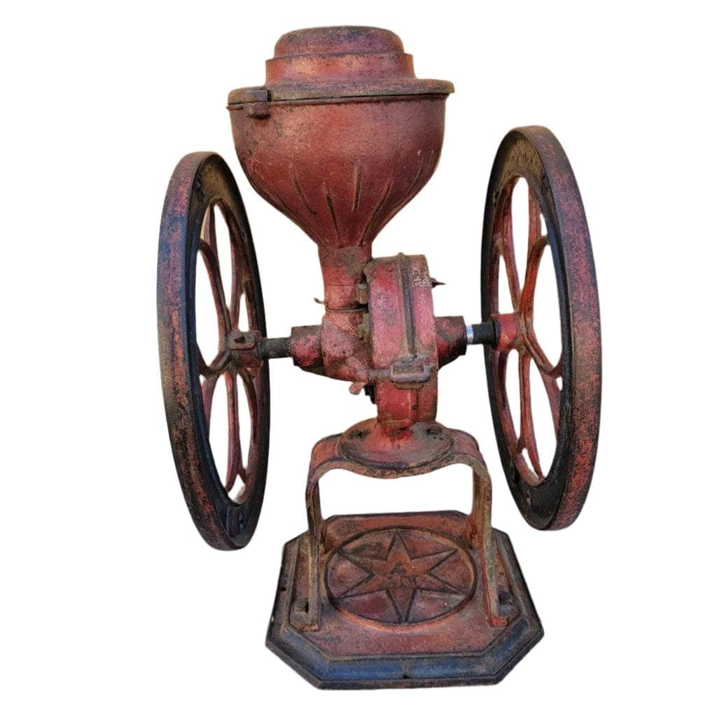 Antique Red Cast Iron Star Mill Co. Philadelphia No. 7 Coffee Grinder - 2