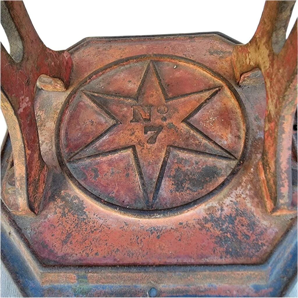 Antique Red Cast Iron Star Mill Co. Philadelphia No. 7 Coffee Grinder - 5