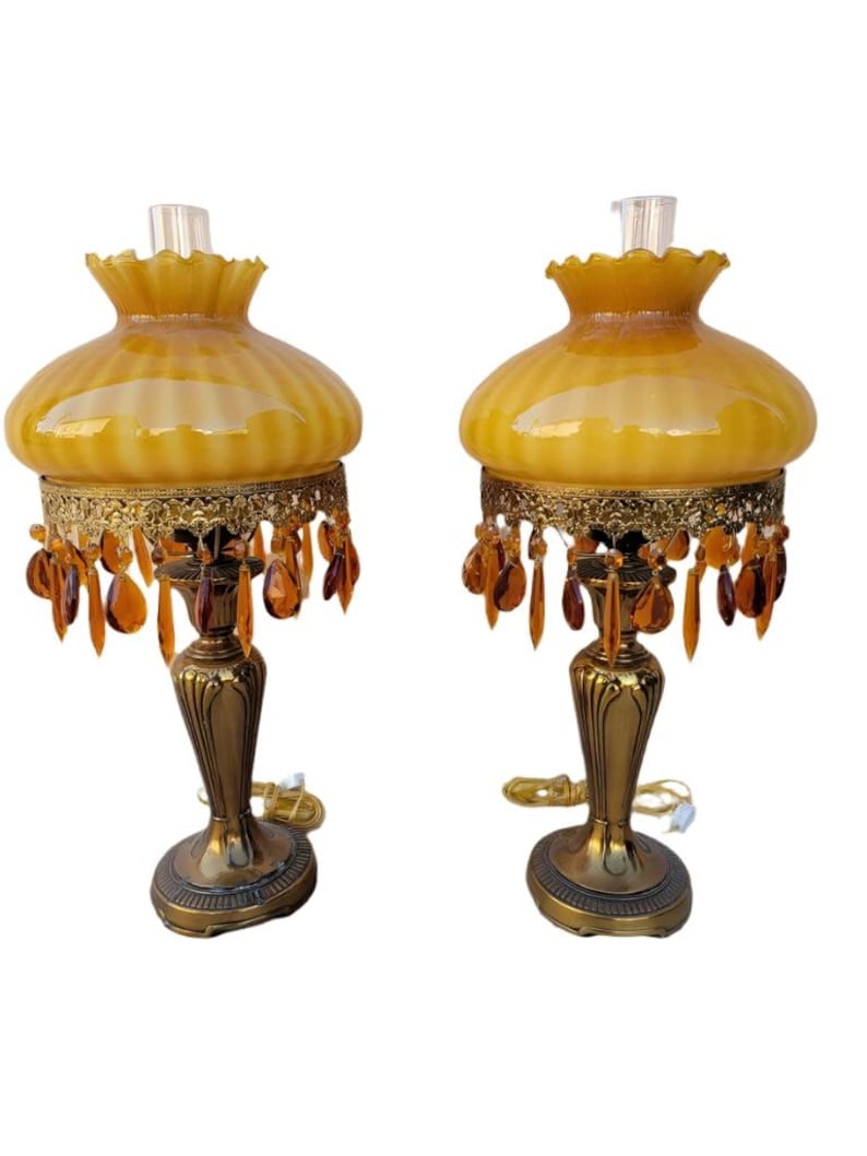Vintage French Boudoir Style Table Lamps - Pair (1 of 8)