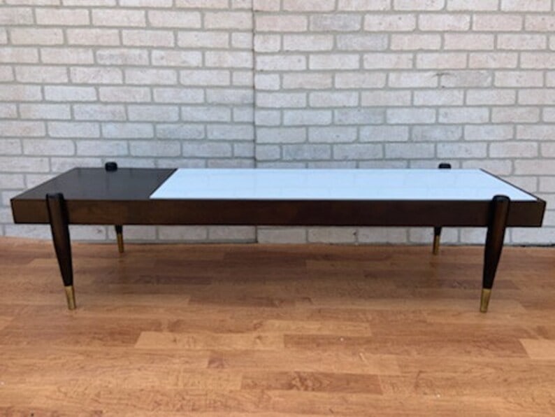 Mid Century Modern Italian Tile Inlay Brass Tip Coffee Table (1 of 8)