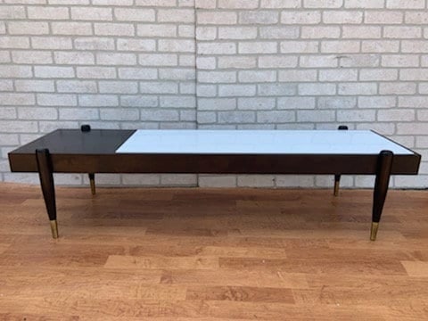 Mid Century Modern Italian Tile Inlay Brass Tip Coffee Table - 2