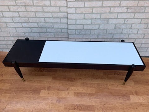 Mid Century Modern Italian Tile Inlay Brass Tip Coffee Table - 4
