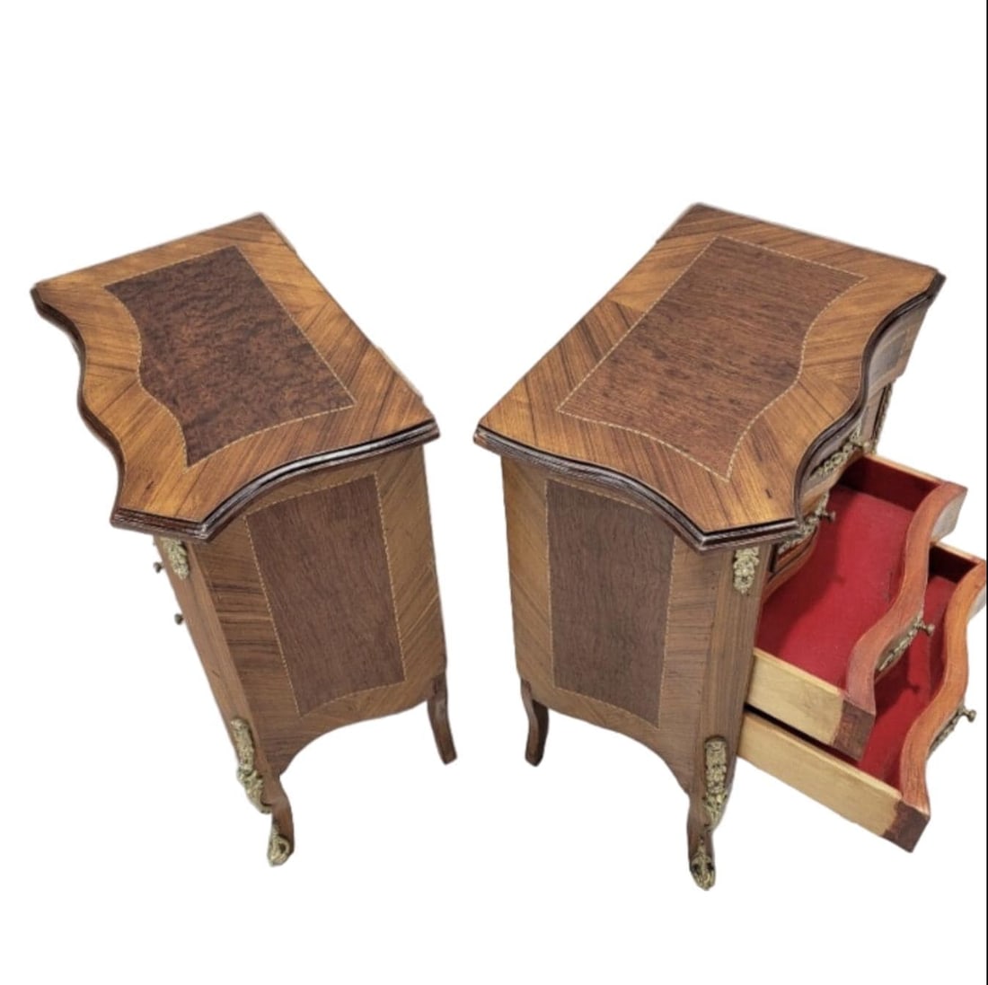 Vintage French Renaissance Revival Flared Legs Side Cabinets - Pair - 5