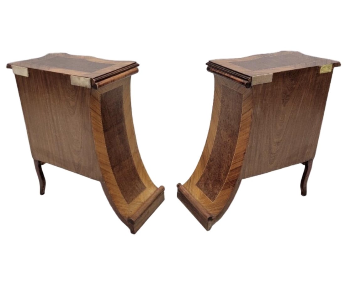 Vintage French Renaissance Revival Flared Legs Side Cabinets - Pair - 7
