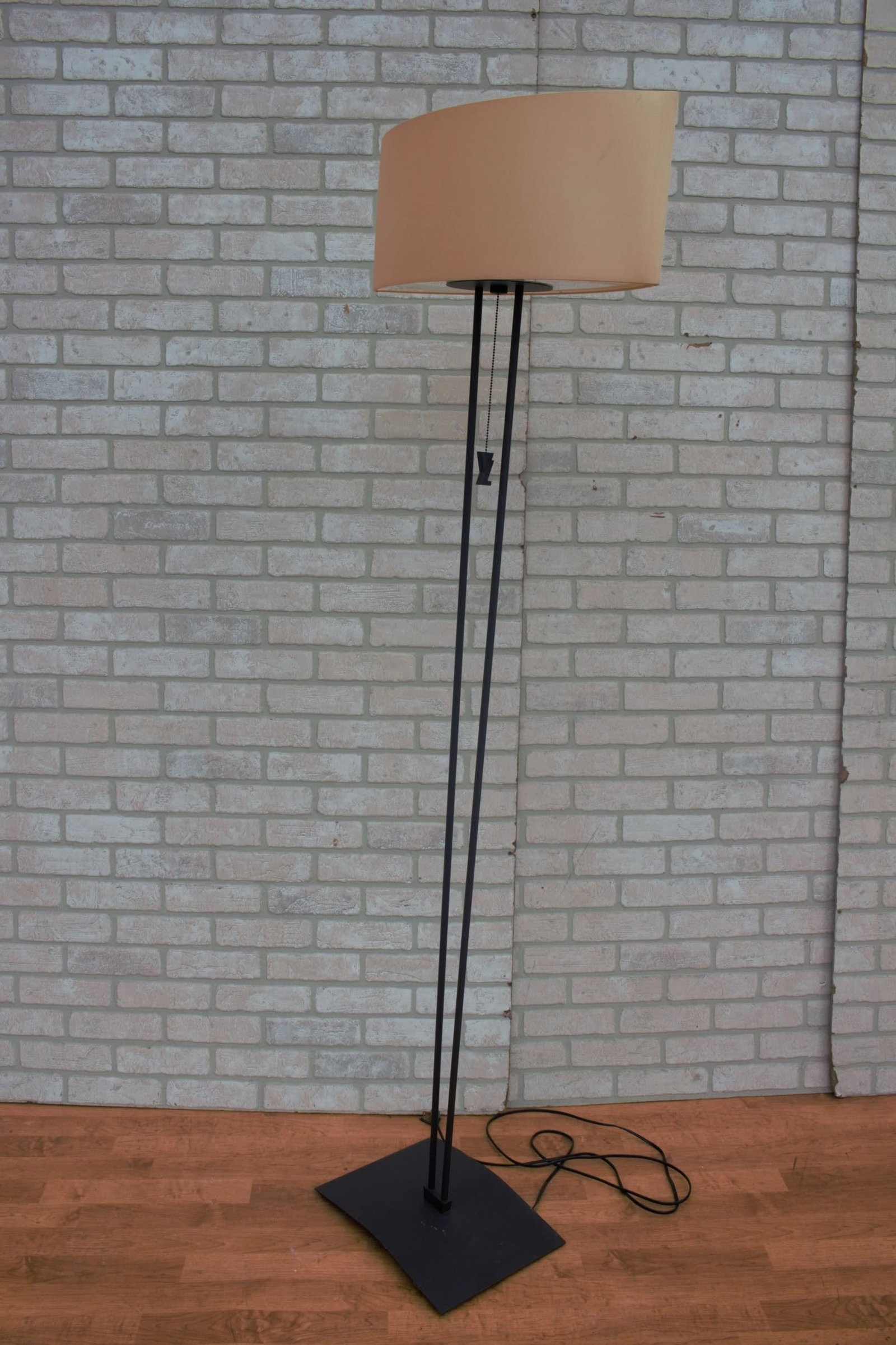 Mid Century Modern Black Iron Floor Lamp with Shade - 3