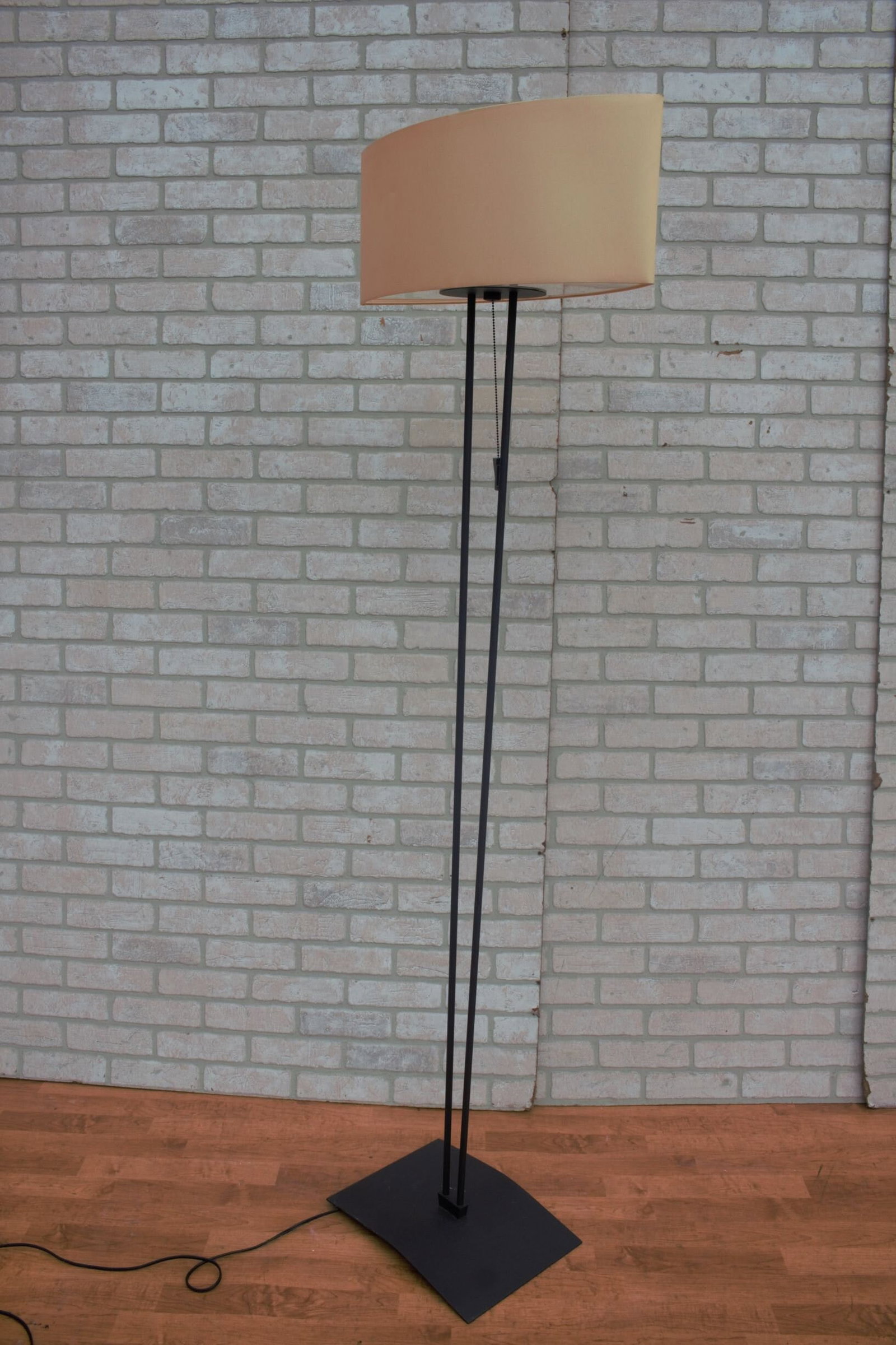 Mid Century Modern Black Iron Floor Lamp with Shade - 4