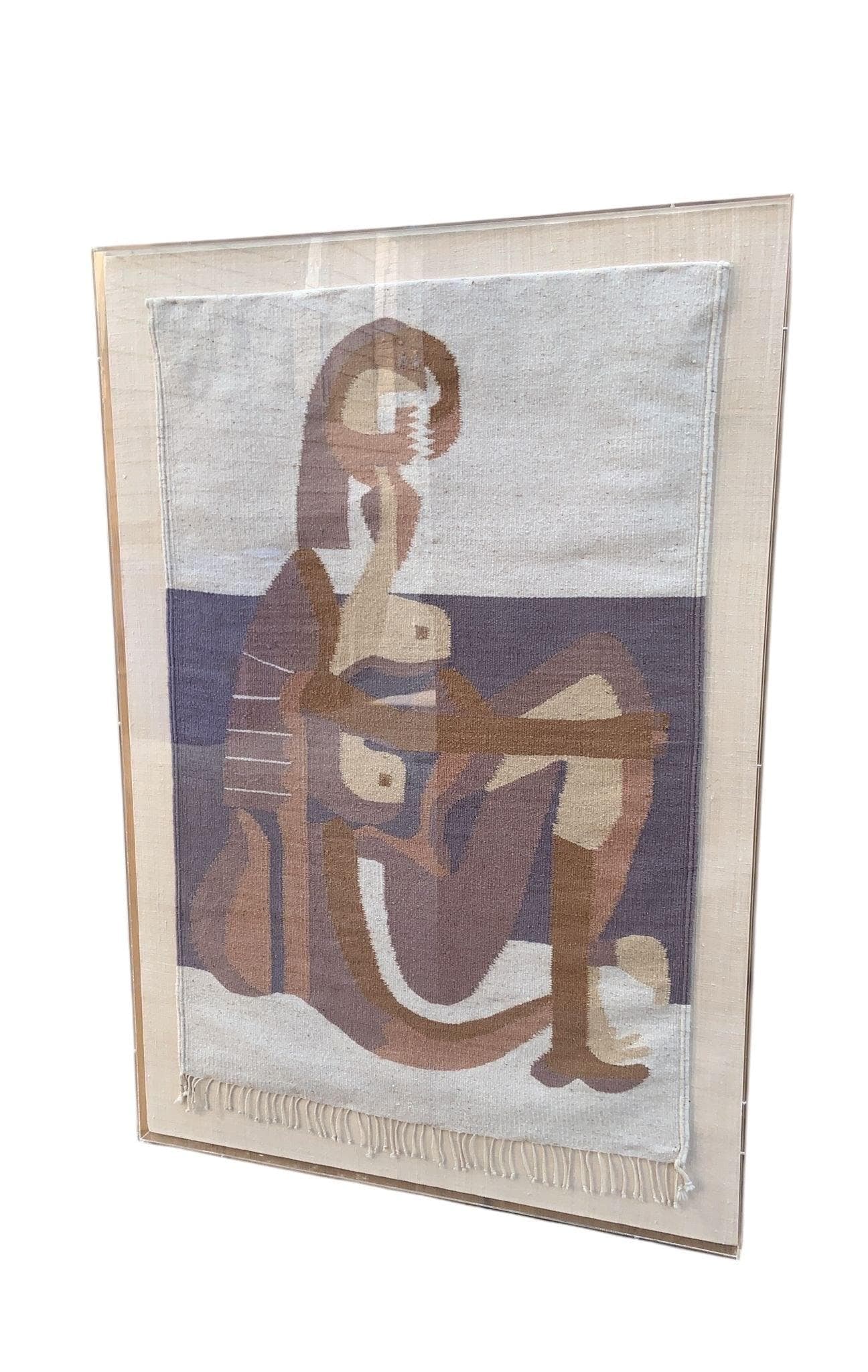 Vintage Boho Pablo Picasso's Seated Bather Wall Hanging Tapestry in Acrylic Case - 7