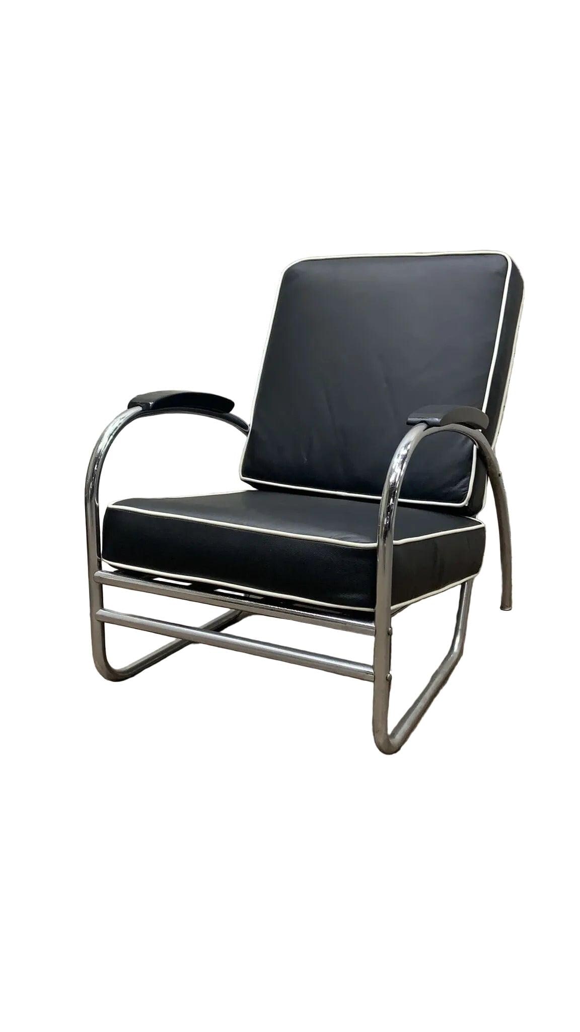 Art Deco Tubular Sofa & Lounge Chair by Kem Weber Newly Reupholstered - 4