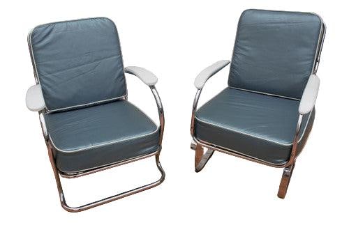 Art Deco KEM Weber Springer Tubular Chairs Newly Reupholstered - Set of 2 - 2
