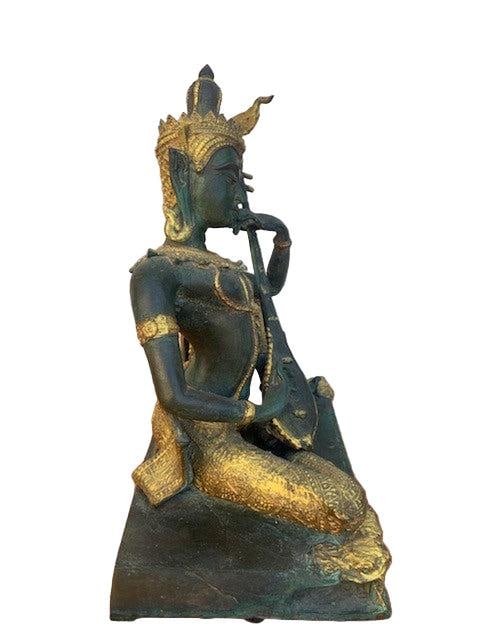 Antique Thai Prince Musician Bronze Statue - 6