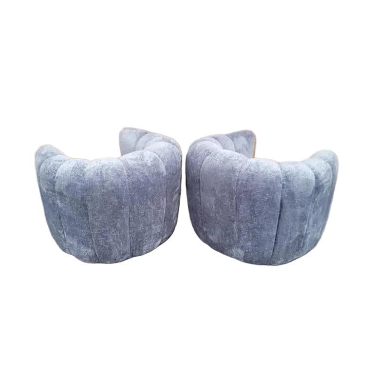 MCM Channel Back Swivel Lounge Chairs Newly Reupholstered - 5