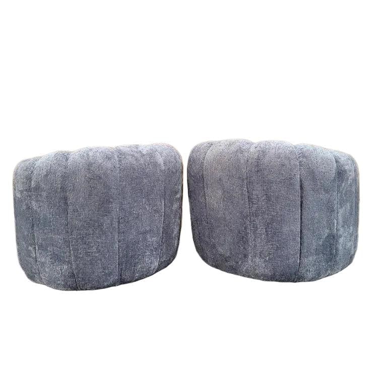 MCM Channel Back Swivel Lounge Chairs Newly Reupholstered - 6