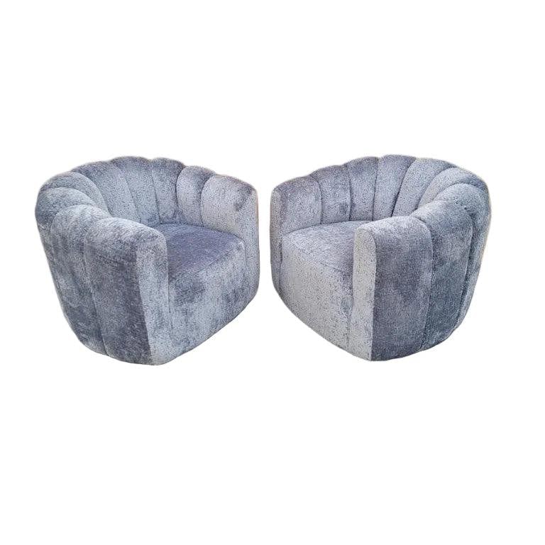 MCM Channel Back Swivel Lounge Chairs Newly Reupholstered - 7