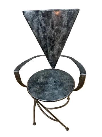 Vintage Metal Side Chair with Triangle Back and Round Seat - 2