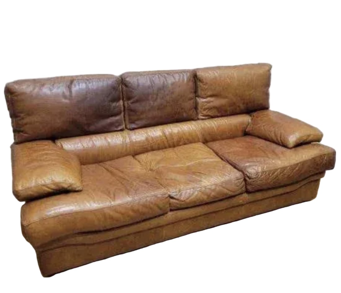 Vintage Italian Distressed Leather Sofa - 2