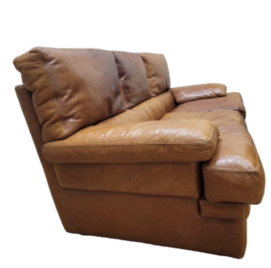 Vintage Italian Distressed Leather Sofa - 4