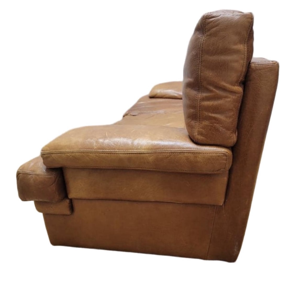 Vintage Italian Distressed Leather Sofa - 5
