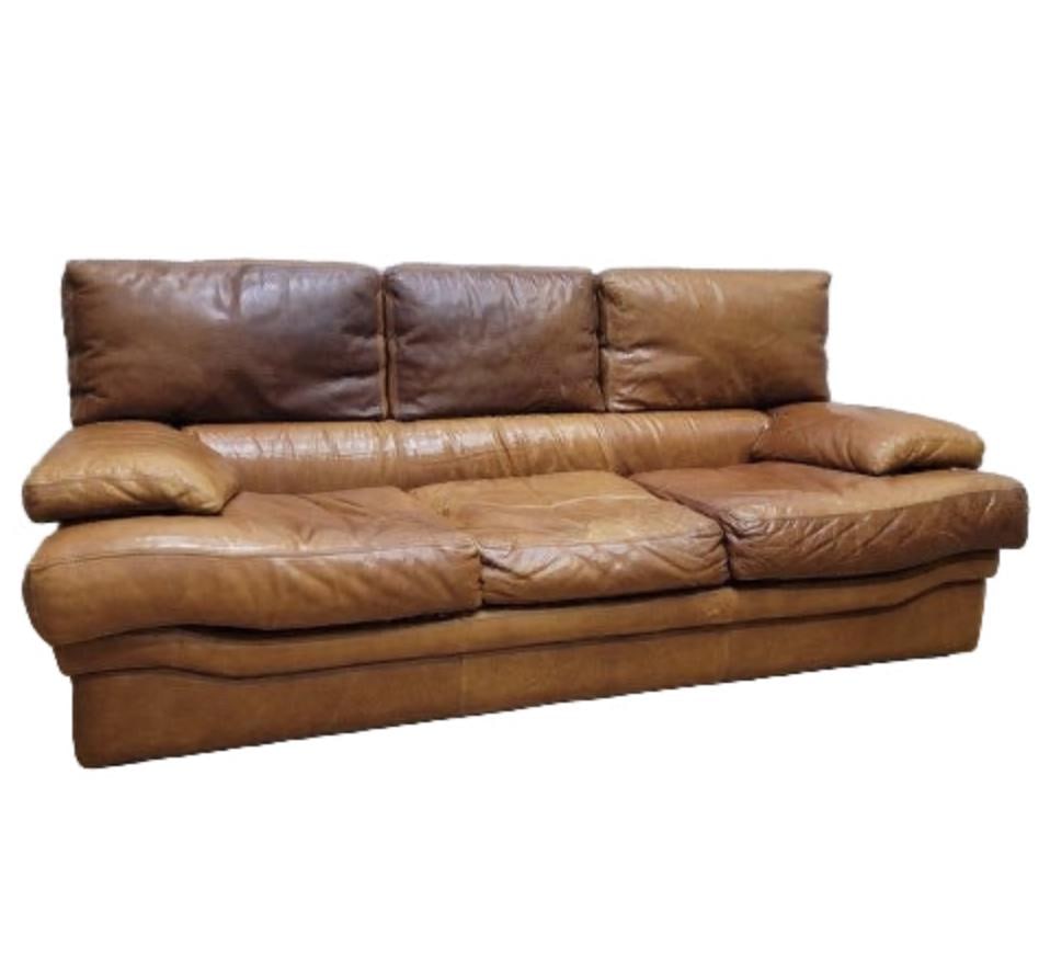 Vintage Italian Distressed Leather Sofa - 8