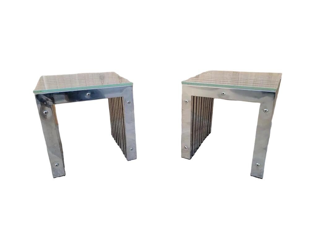 MCM Milo Baughman Style Side Tables - Pair - 4