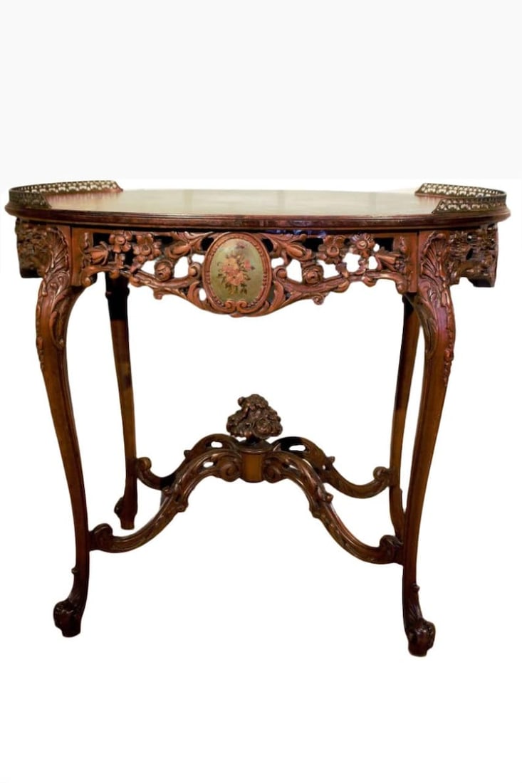 Antique Victorian Style Ornate Oval Side Table (1 of 8)