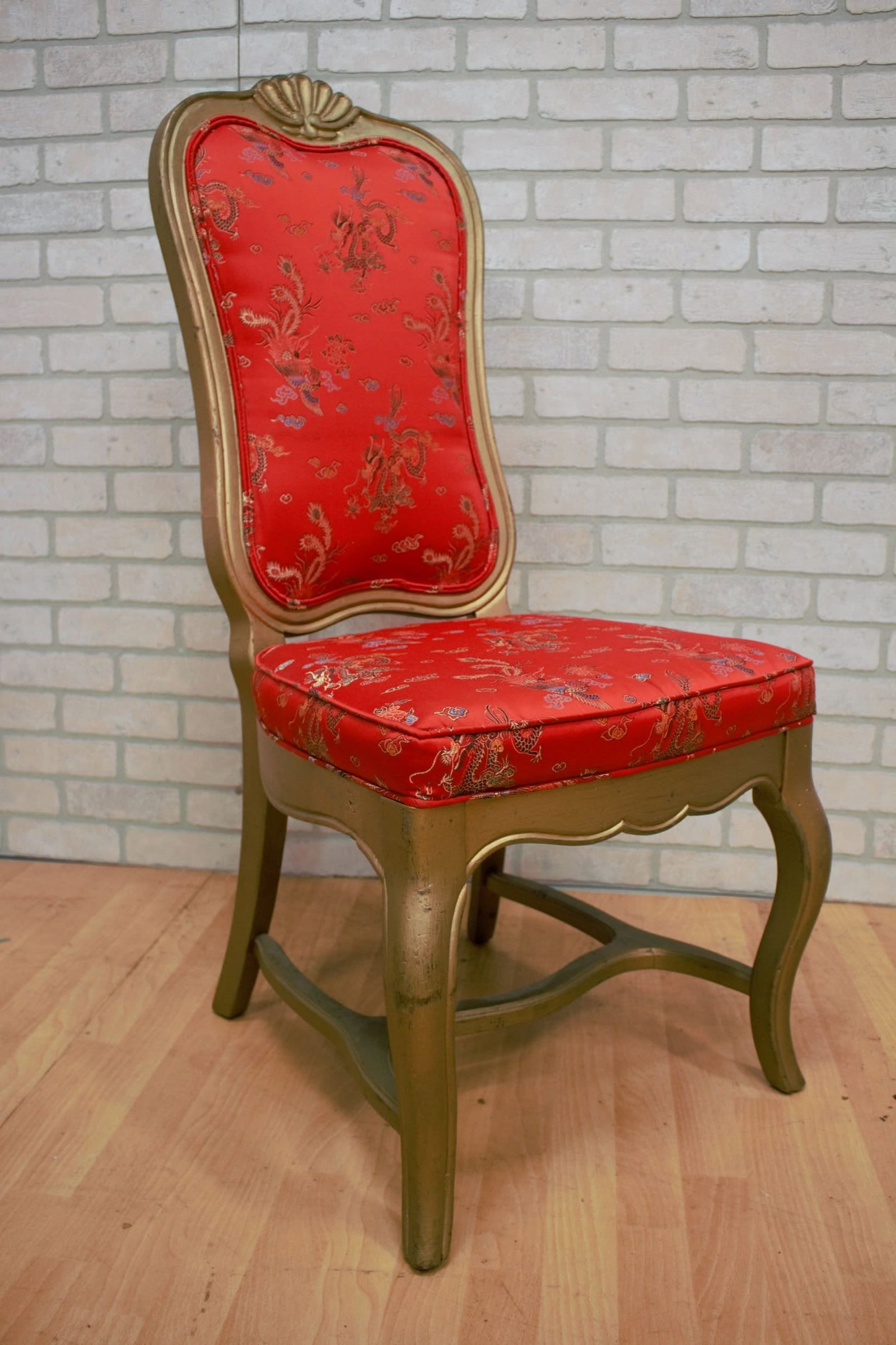 Hollywood Regency Chinoiserie Gold Frames Dining Chairs - Set of 6 - 8