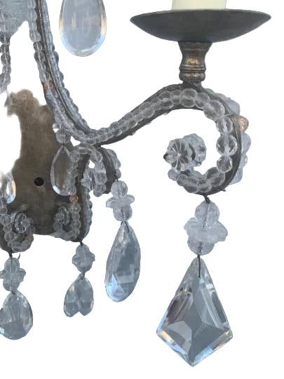 Vintage Louis Style Dennis and Leen Lead Crystal Gold Beaded Sconces - Pair - 7