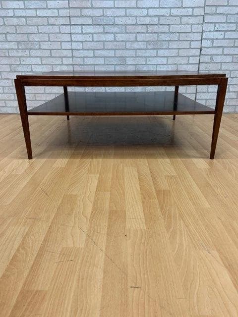 Mid Century Modern Tapered Leg 2 Tier Square Coffee Table by Baker - 4