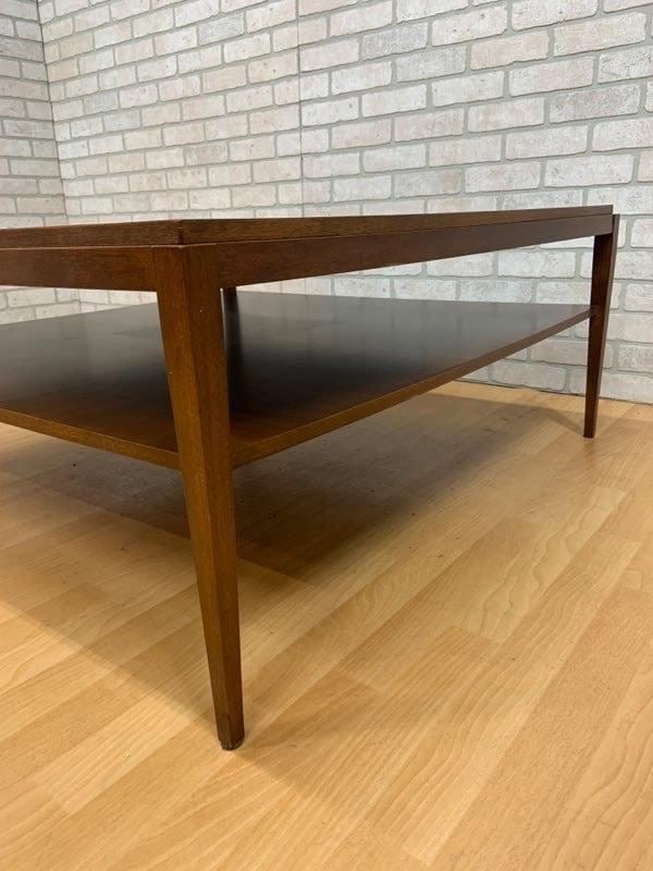 Mid Century Modern Tapered Leg 2 Tier Square Coffee Table by Baker - 8
