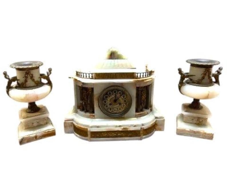 Antique French Louis XVI Style Garniture Clock Set with Vincenti Médaille d’Argent (1 of 8)