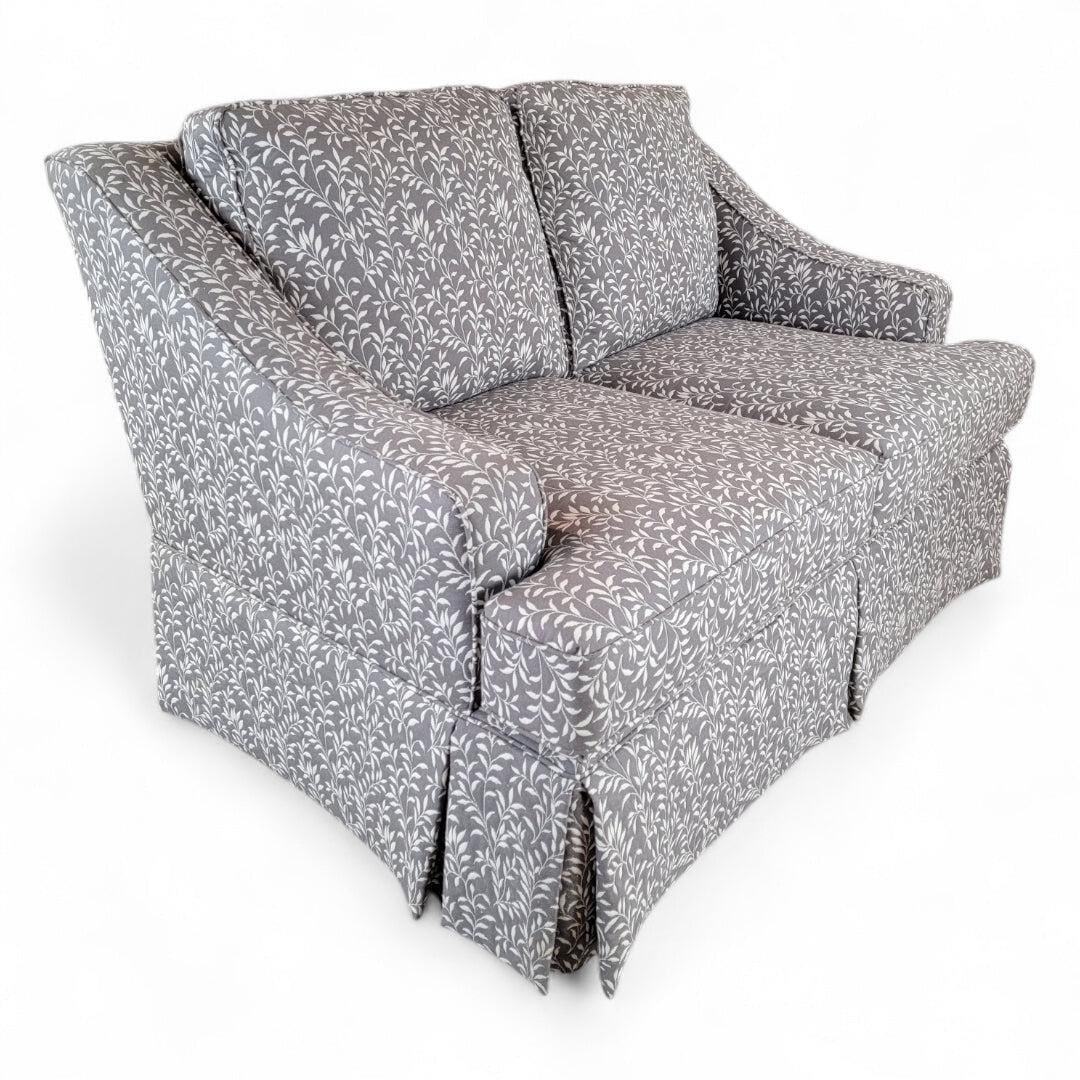 Contemporary Gray Leaf Print Fabric Sofa and Loveseat Set - 7