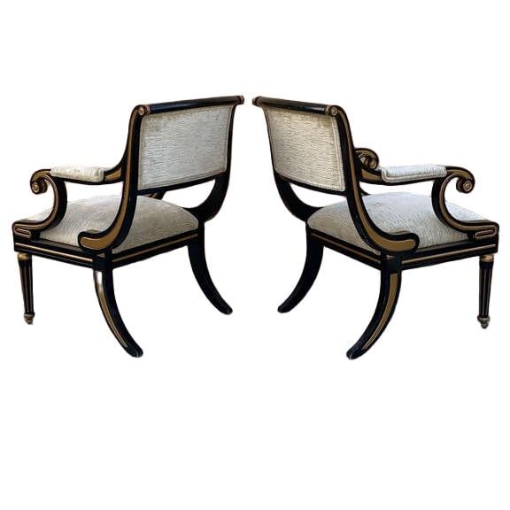 Vintage Regency Style Chairs by Baker Furniture Newly Reupholstered - Pair - 4