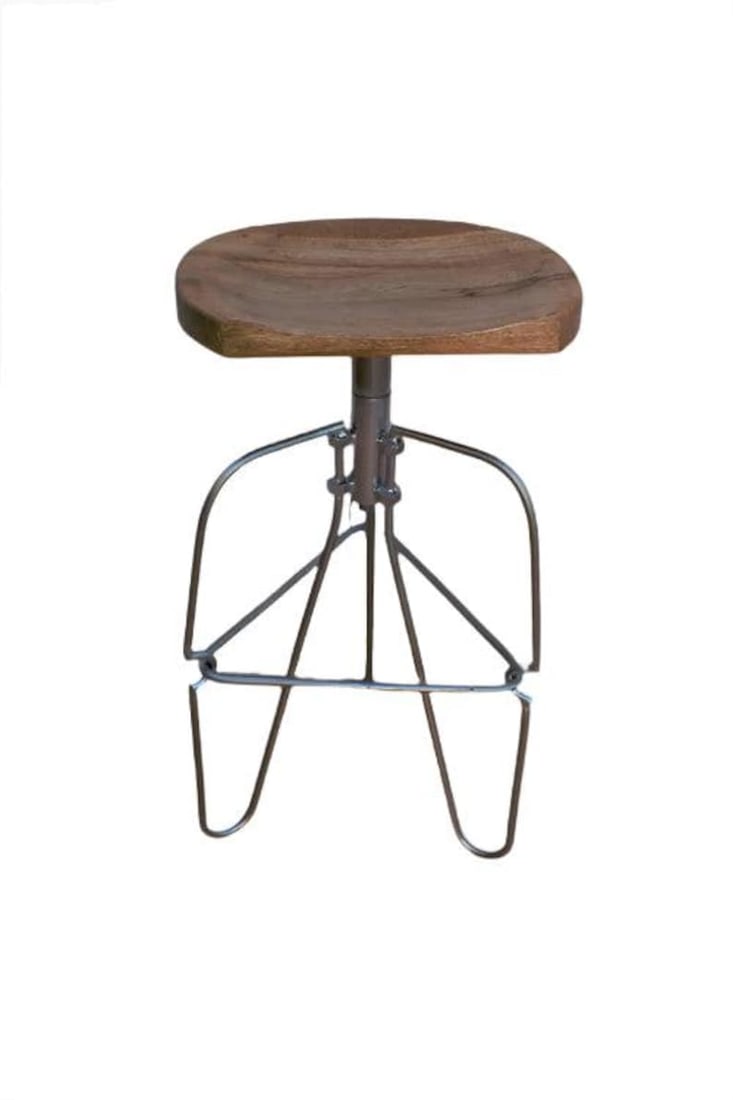 MCM Herman Miller Style Stool: Mid Century Modern Herman Miller Metal and Wood Stool Circa 20th Century Dimensions H 29.5"W 16"D 14" SD 12.5"SW 16" CONDITION: Please be aware that all items are used/vintage/antique and have small
