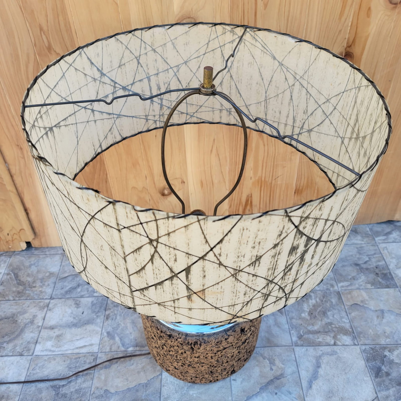 Mid Century Modern Cork Table Lamp - 3