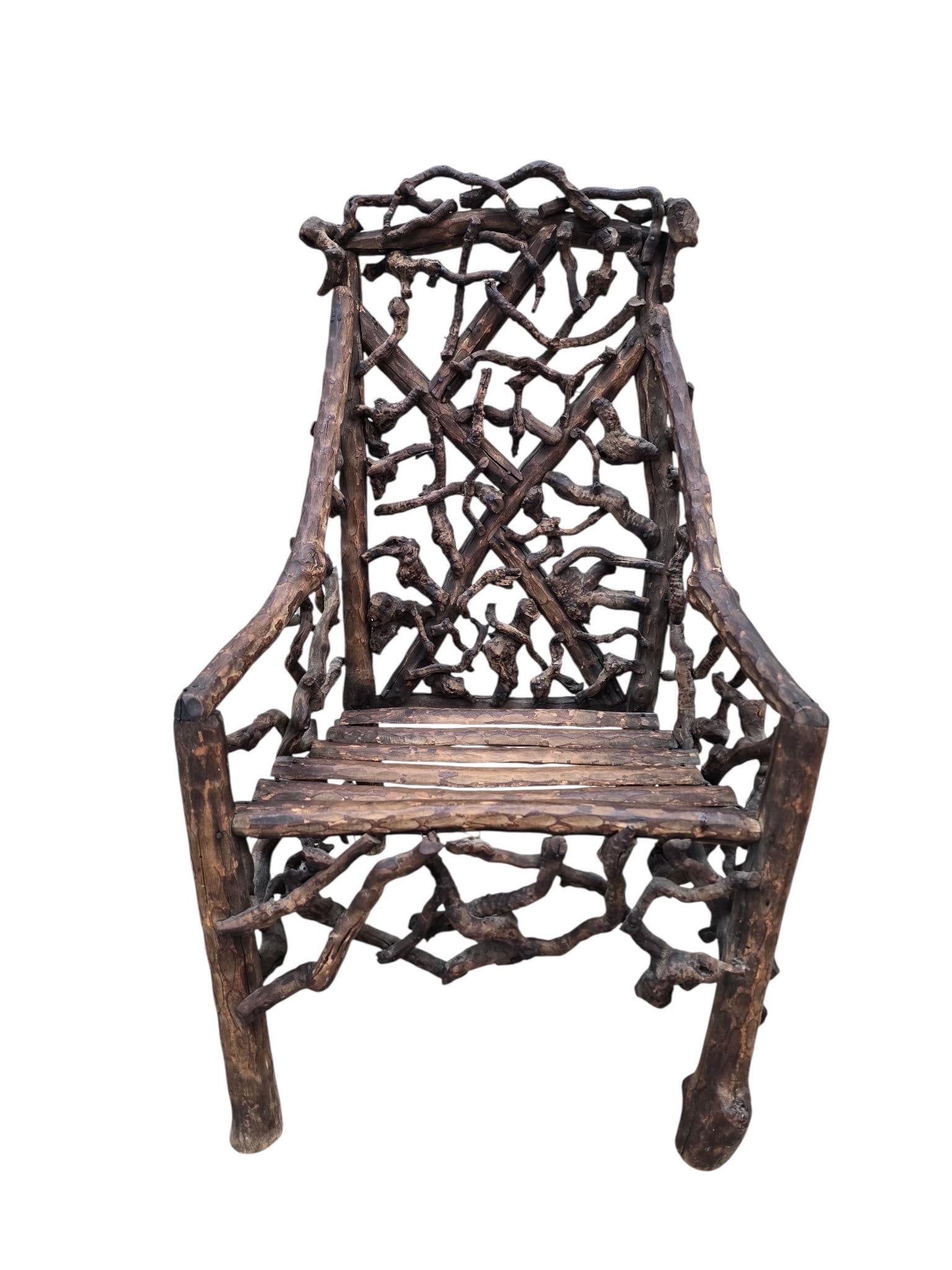 Antique Rustic Handcrafted Adirondack Child's Chair - 2