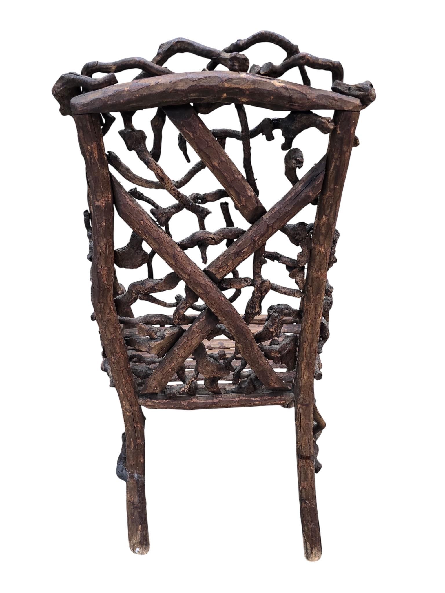 Antique Rustic Handcrafted Adirondack Child's Chair - 7