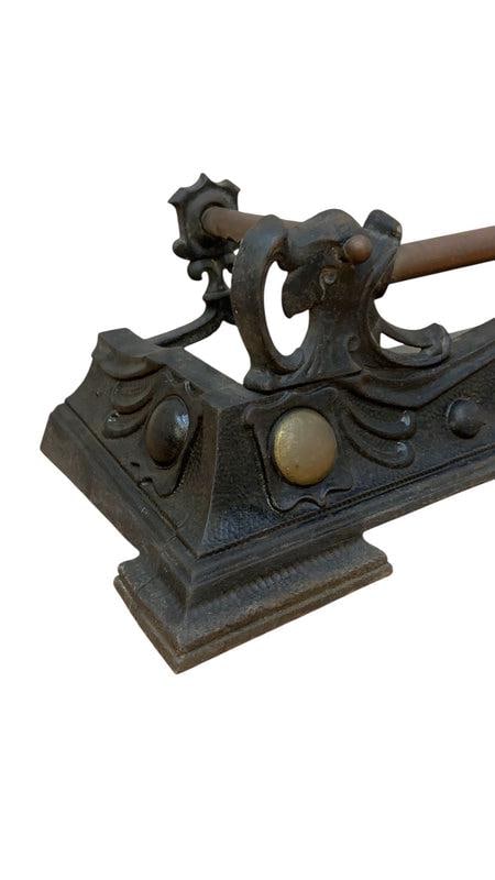 Victorian Art Nouveau Style Cast Iron and Brass Fire Fender - 6